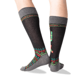 Men's Christmas Cactus Crew Socks in Black Front thumbnail