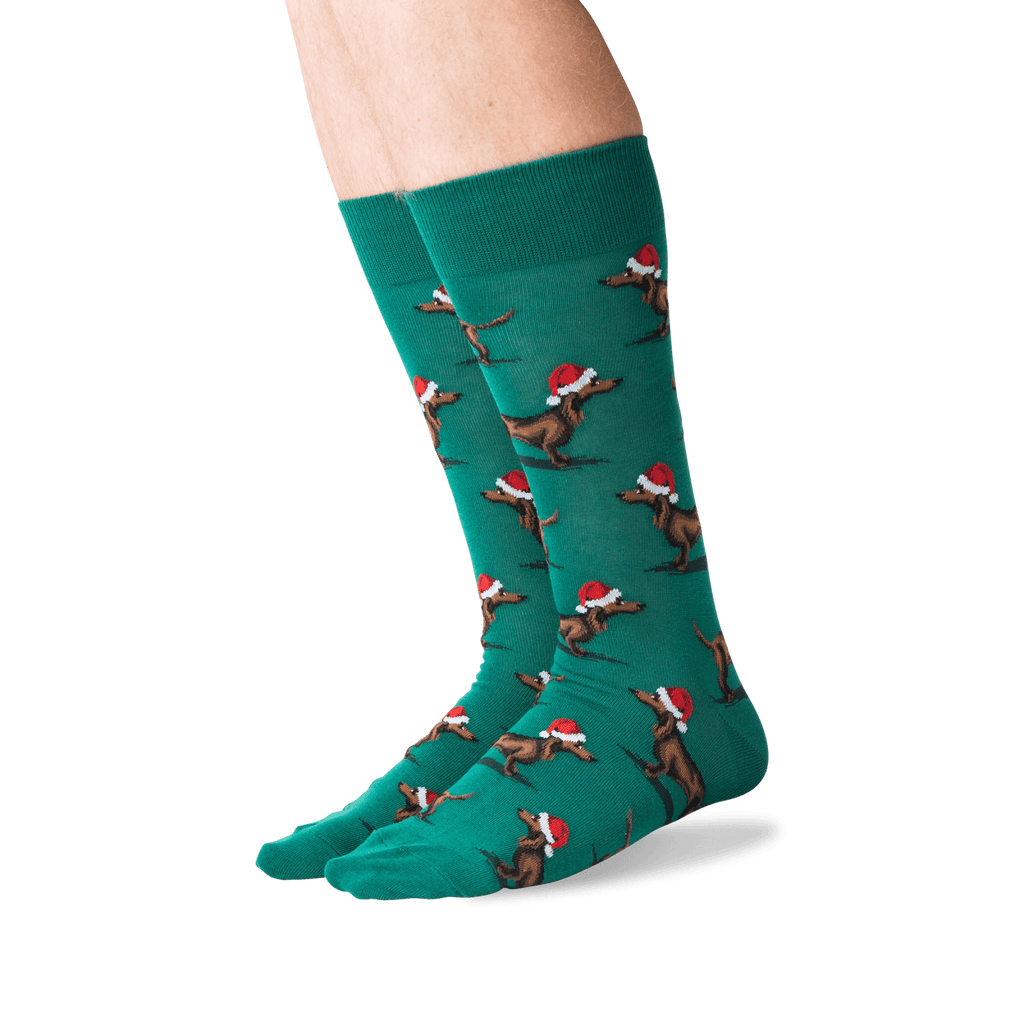 HOTSOX Men's Christmas Dachshunds Crew Socks