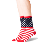 Women's American Flag Crew Socks in Red Front