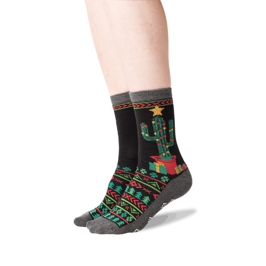 Christmas Elf Socks, Holiday Striped Crew Socks for Men and Women (Unisex,  2 Pairs)